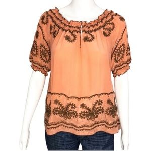 Sundance Medium Burnt Sienna Embroidered Top